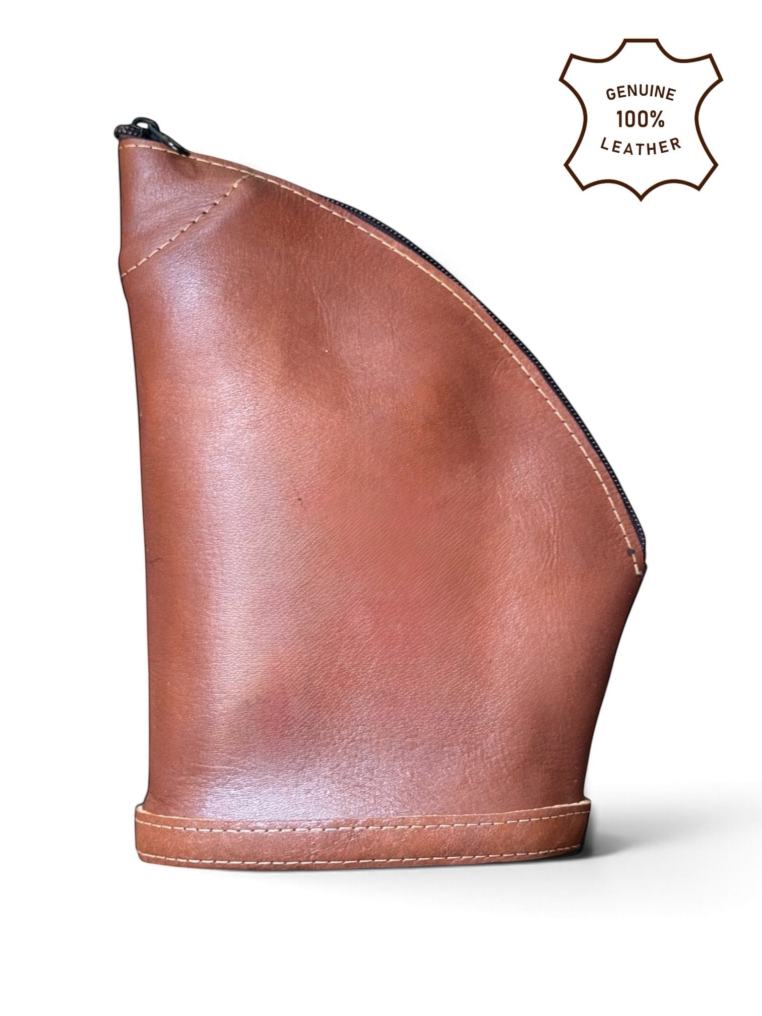 Yerbero YerBag's de cuero con base de madera natural, cierre amplio y pico vertedor replegable